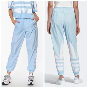 Adidas Womens Big Logo Clear Sky White Original Signature Logo Track Pants